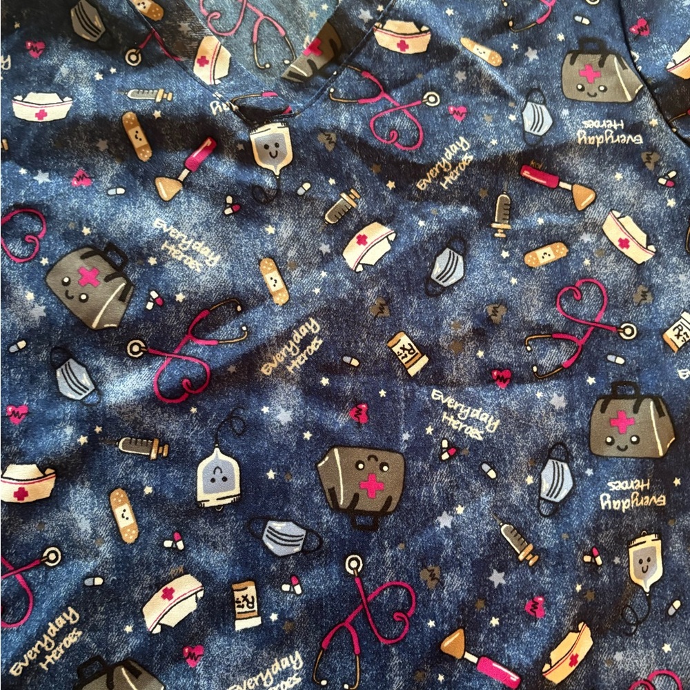 Koi Basics Everyday Heroes Scrub Top XXS Navy Blue - Picture 3 of 7